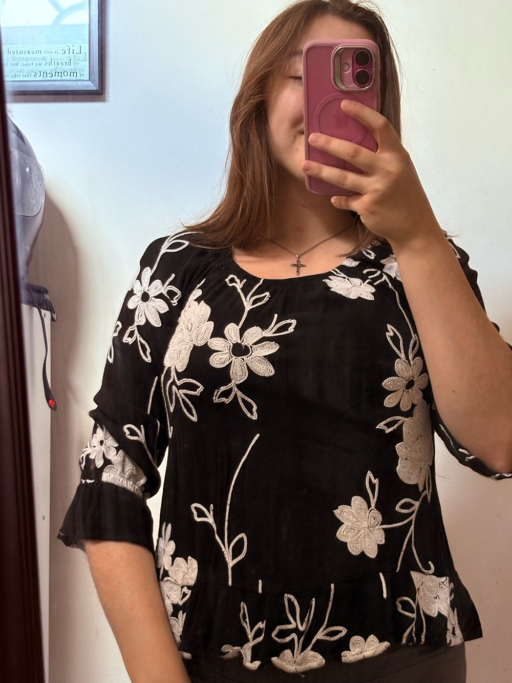 Black Floral Embroidered Women’s Blouse